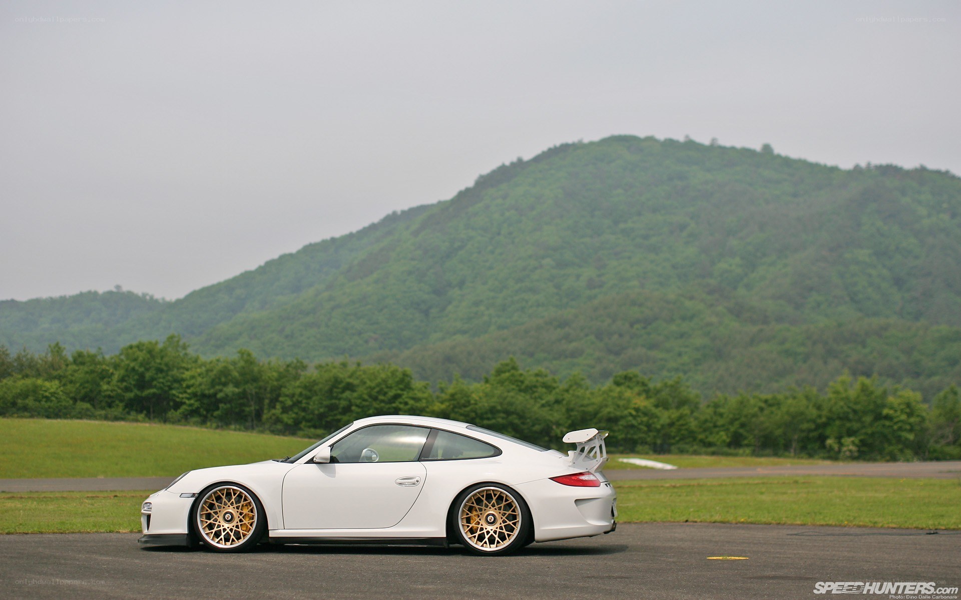 White Porsche on a runway