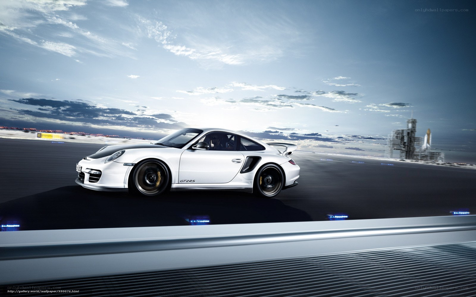 White Porsche on a runway