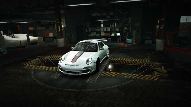 White Porsche on a turntable