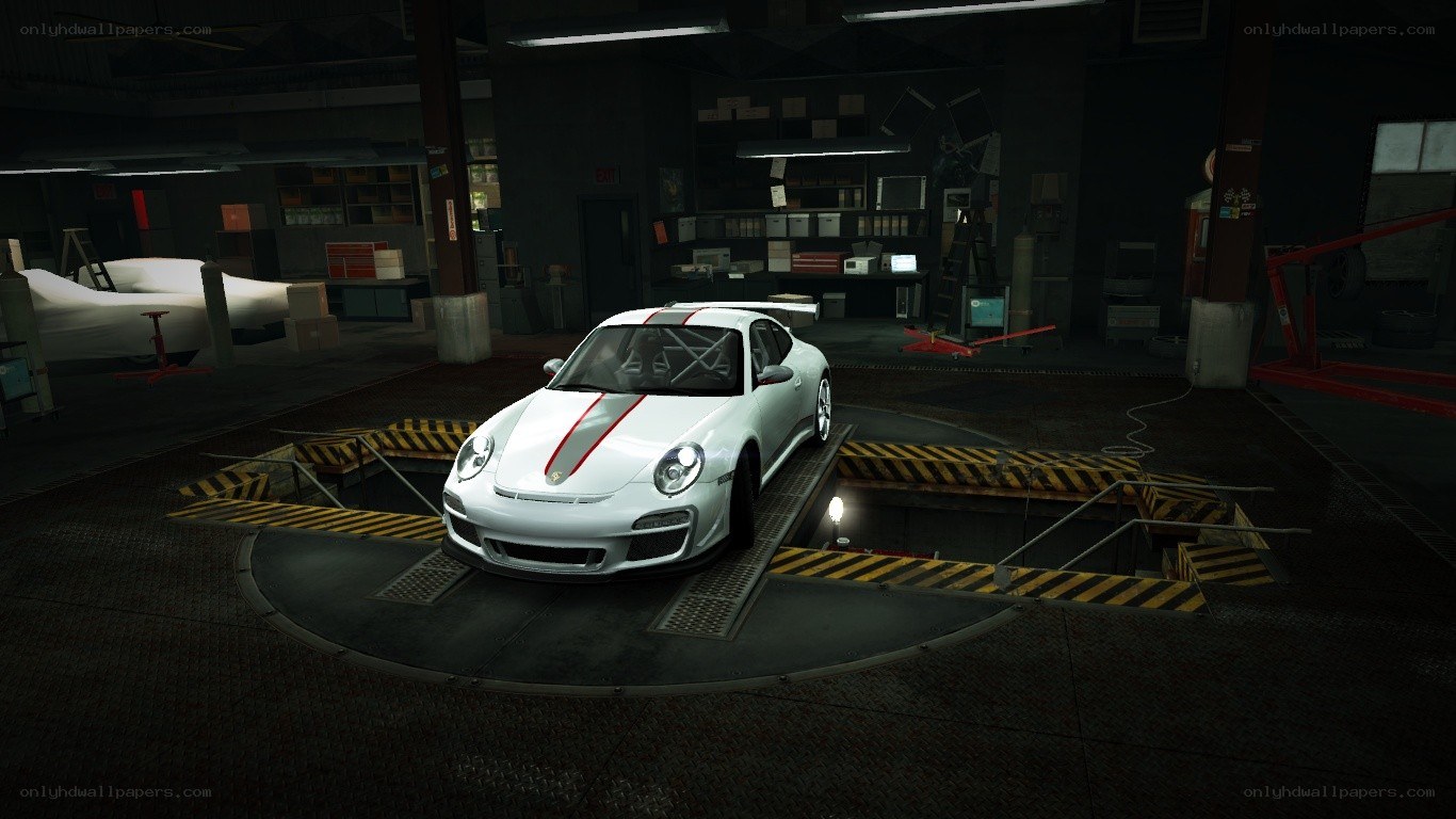 White Porsche on a turntable