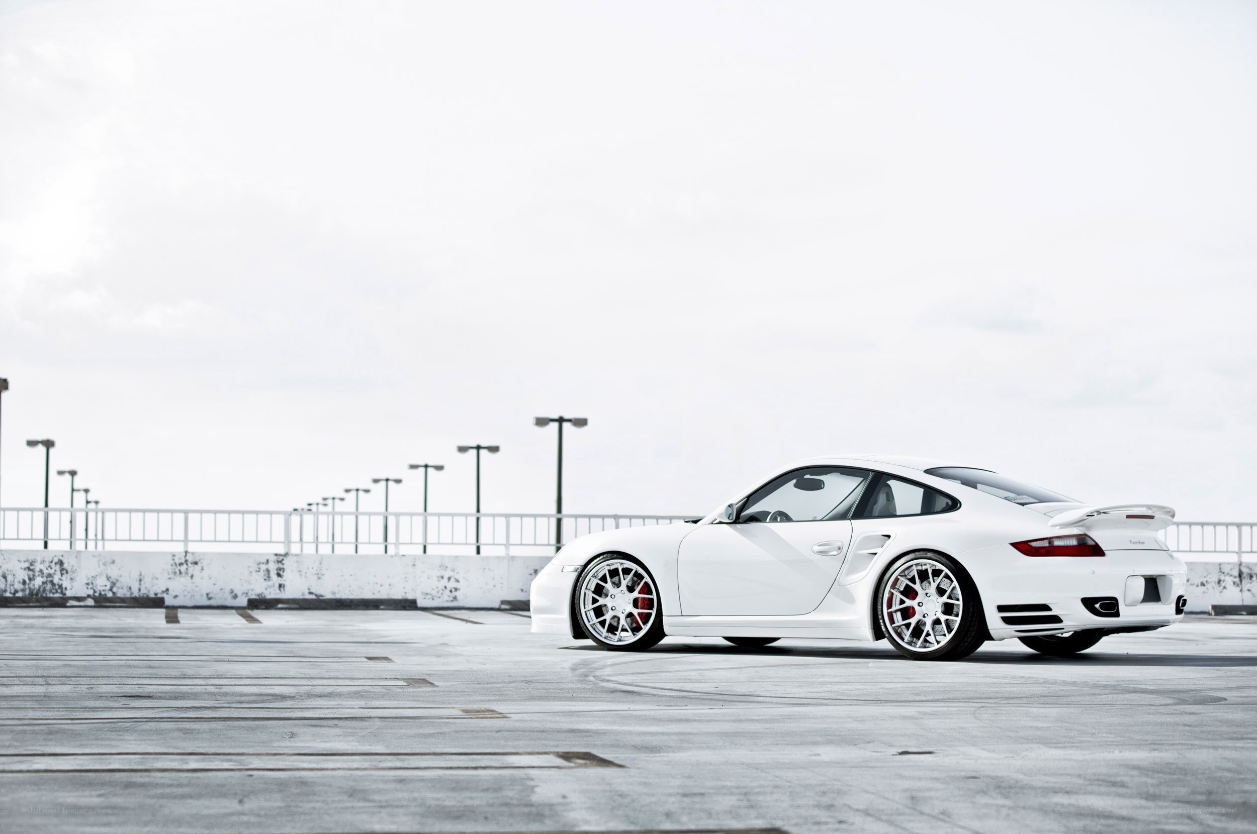 White Porsche on rooftop