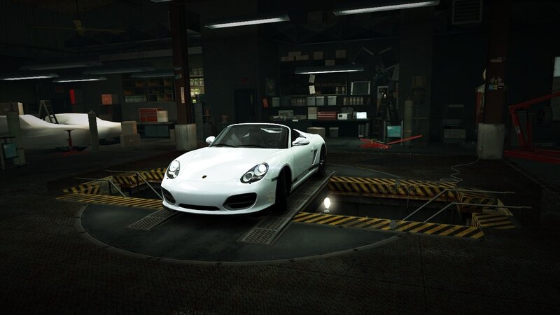 White Porsche on turntable