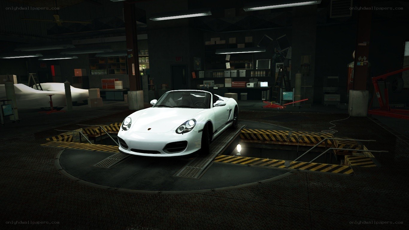 White Porsche on turntable