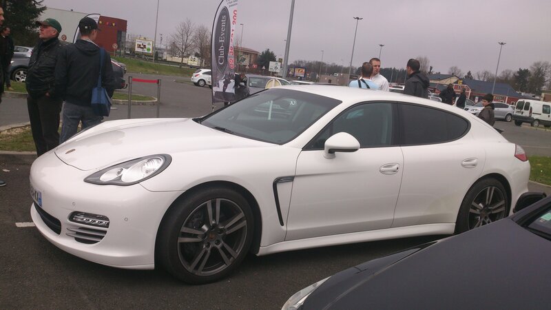 White Porsche Panamera — Overcast