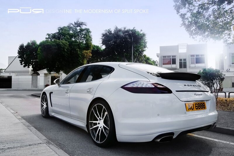 White Porsche Panamera with custom wheels
