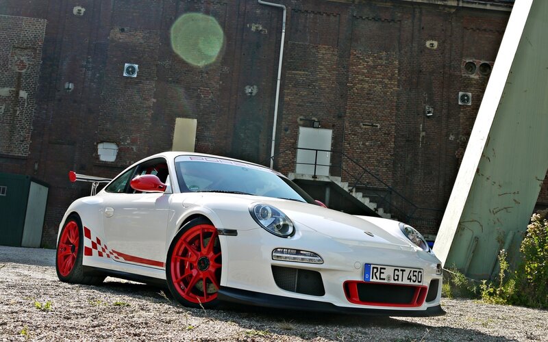 White Porsche Race Car — Dramatic, Afternoon