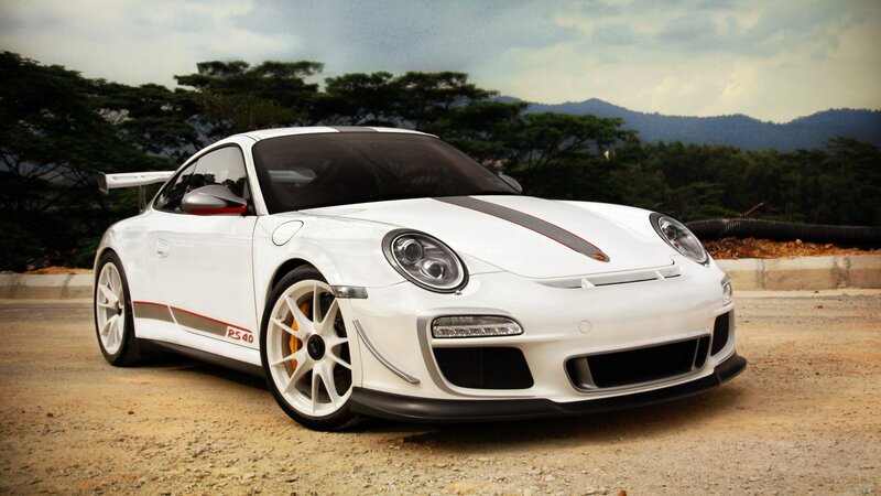 white porsche rs40 sports car