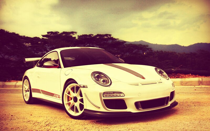 white porsche rs40 sports car