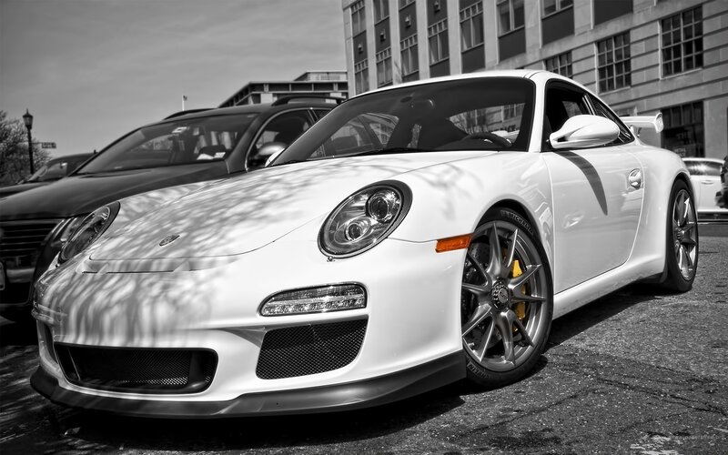 White Porsche sports car