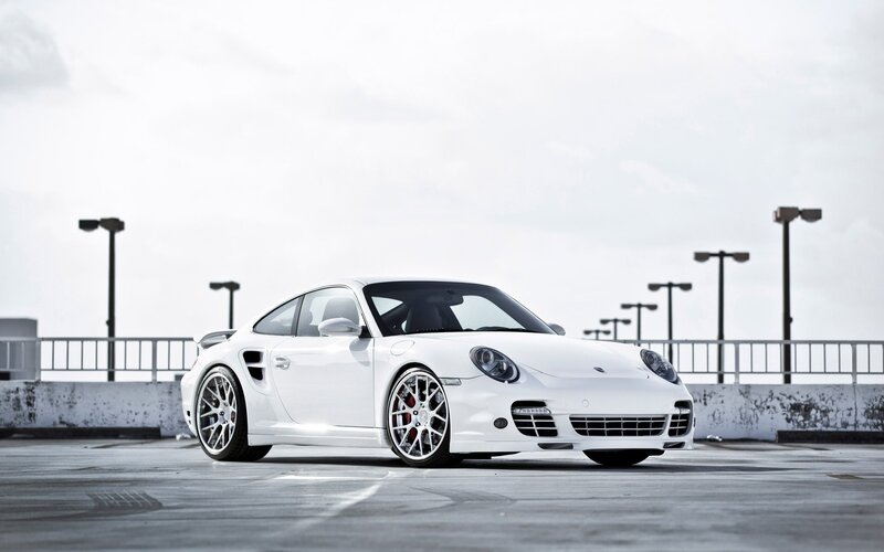 White Porsche sports car