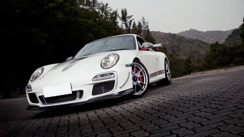 white porsche sports car
