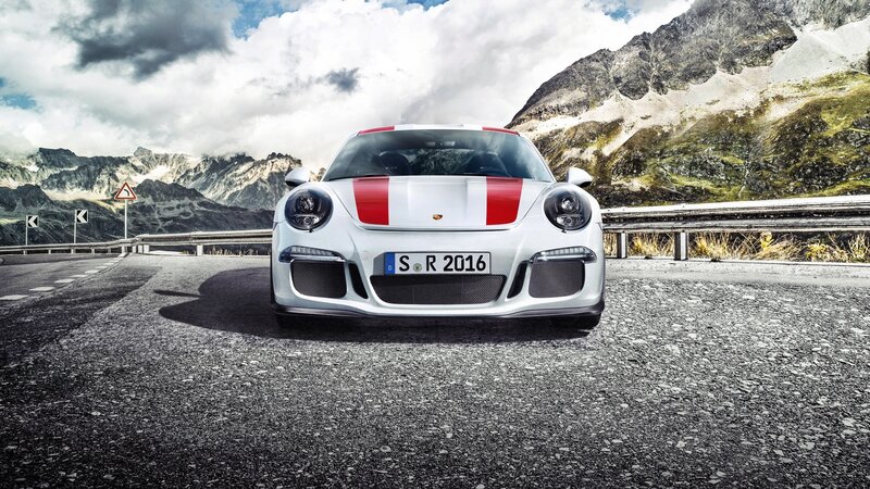 White Porsche Sports Car — Dramatic, Afternoon, Photograph, Mountains