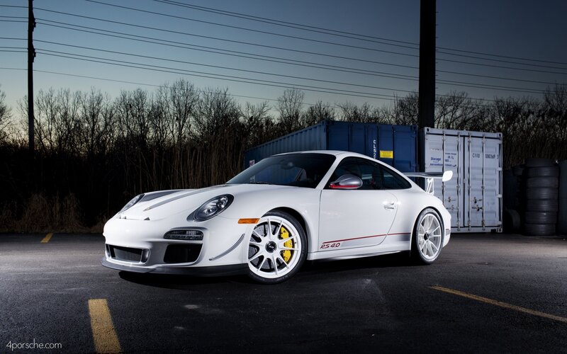 White Porsche Sports Car — Dramatic, Sunset