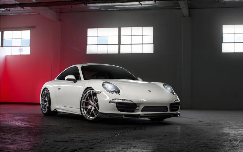 White Porsche Sports Car — Dramatic