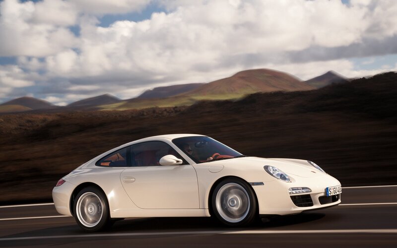 White Porsche Sports Car — Dynamic, Afternoon, 3d Render
