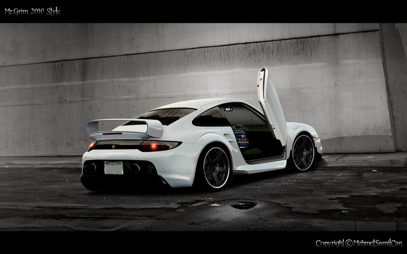 white porsche with open door