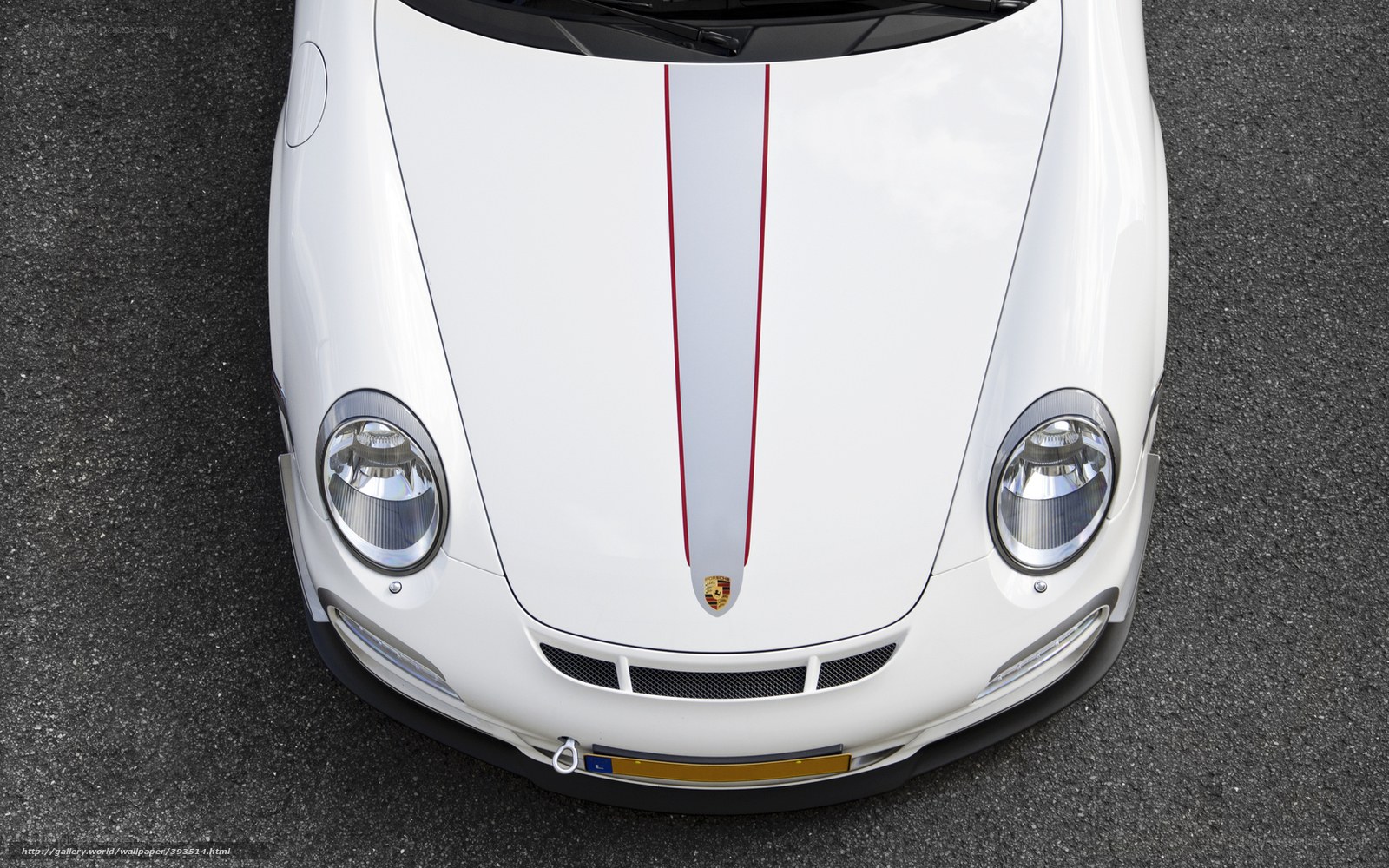 white porsche with racing stripes
