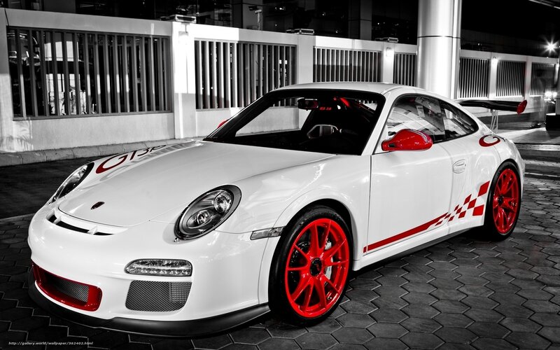 White Porsche with red accents