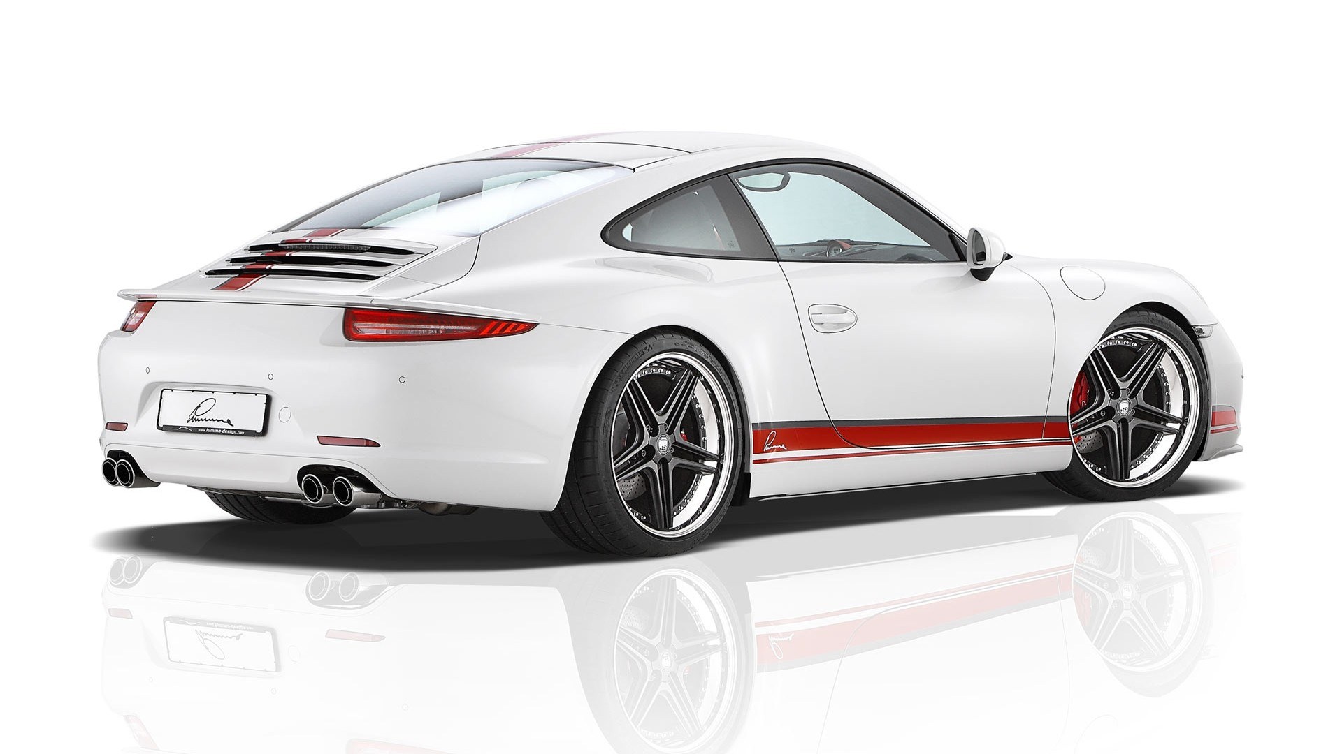 white porsche with red stripes