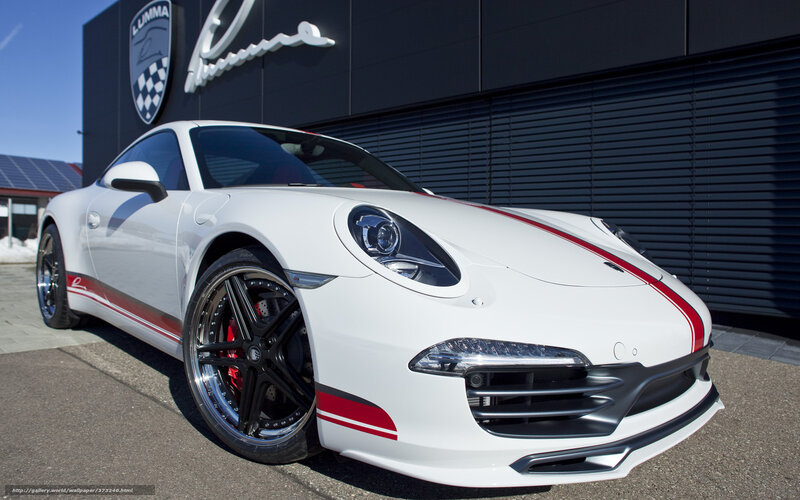 white porsche with red stripes