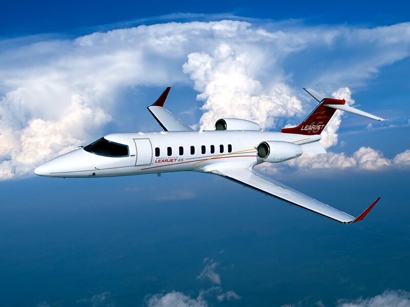White Private Jet — Blue, Serene, Photograph