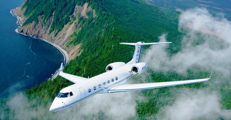 White Private Jet — Serene, Afternoon, Photograph, Ocean