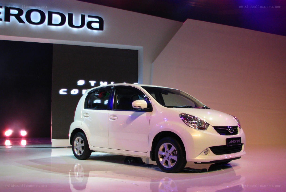 White Proton Myvi on display