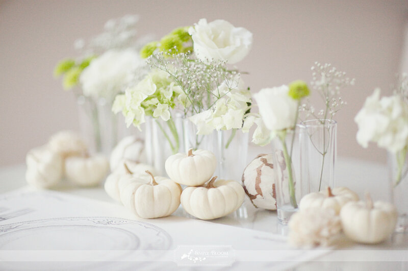 White Pumpkins and Flowers
