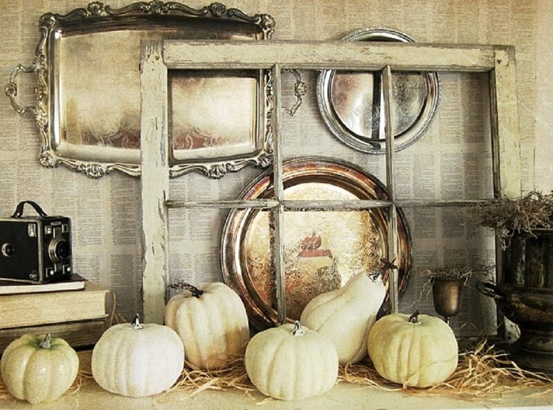 White Pumpkins on Shelf