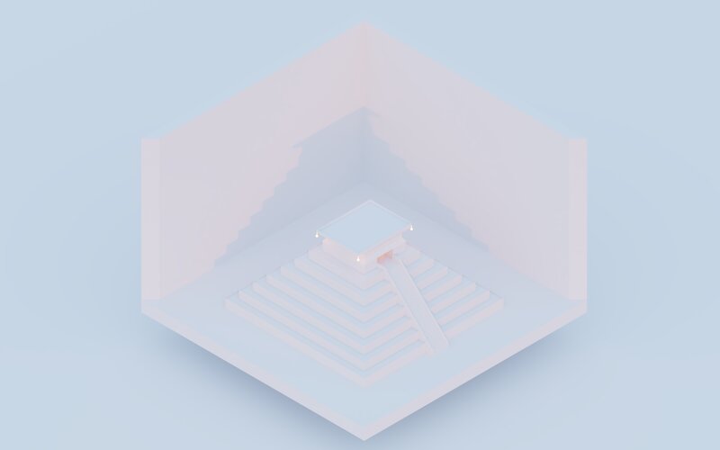 White Pyramid Structure — Serene, 3d Render, Stairs, Building