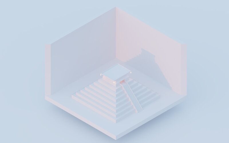 White Pyramid Structure — Serene, 3d Render, Stairs