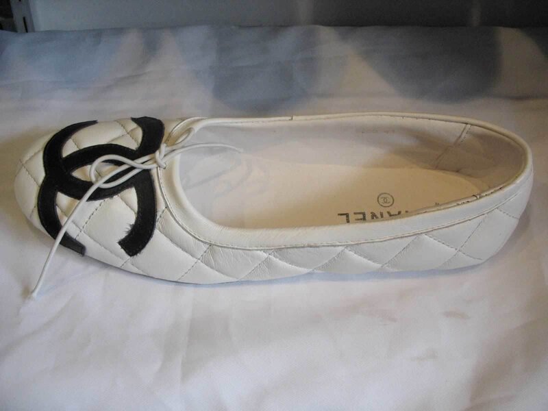 white quilted ballet flat