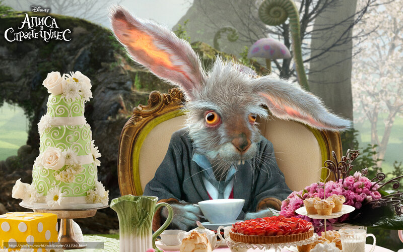 White Rabbit at Tea Party — Green