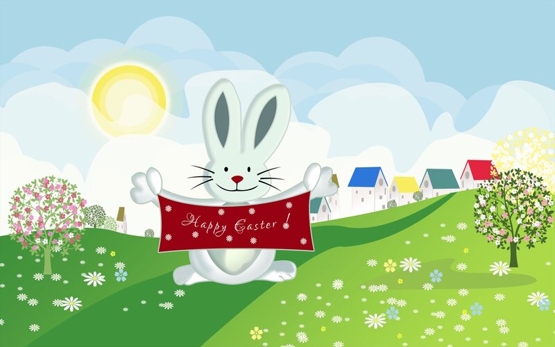White Rabbit Holding Banner