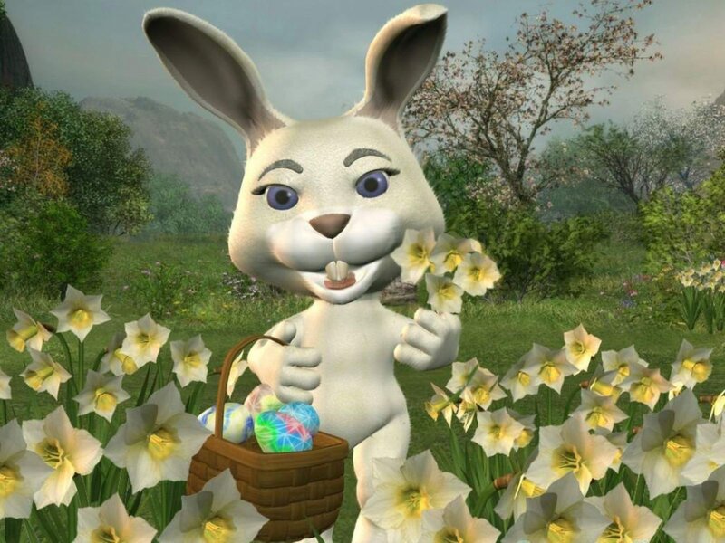 White Rabbit Holding Basket