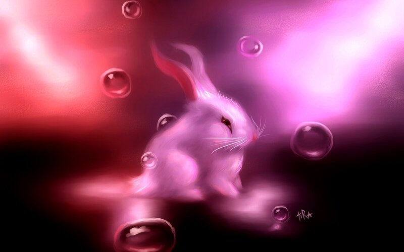 White Rabbit in Bubbles
