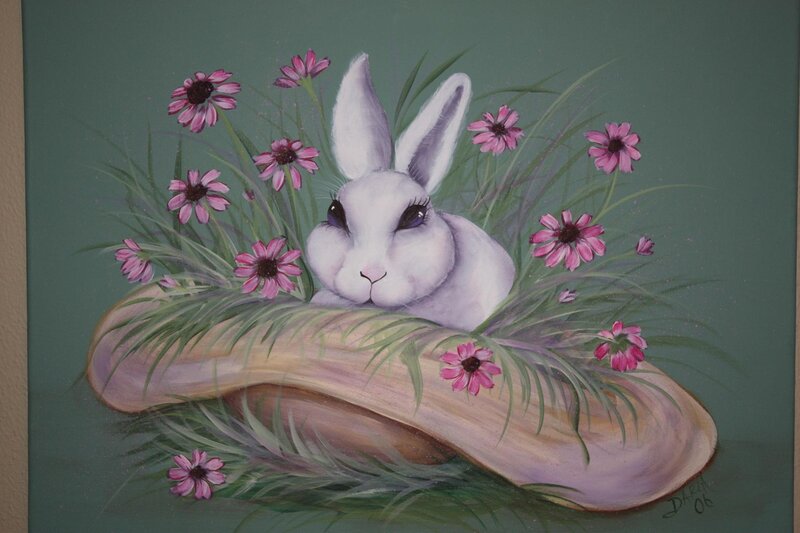 White Rabbit in Flowers
