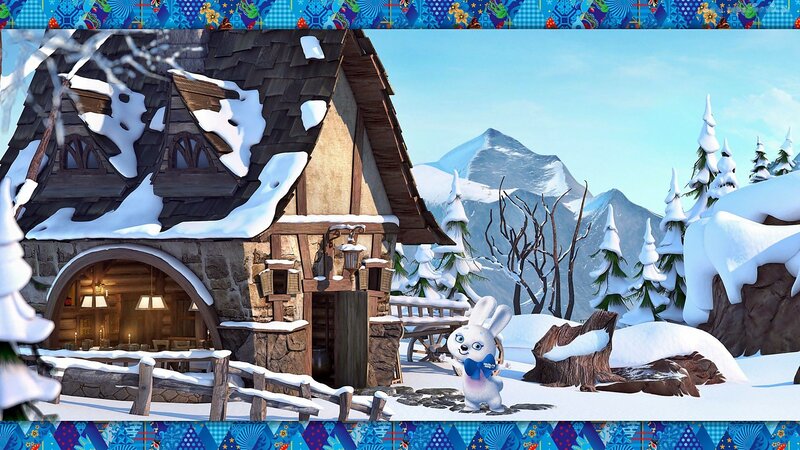 White Rabbit in Snow — Blue, Peaceful