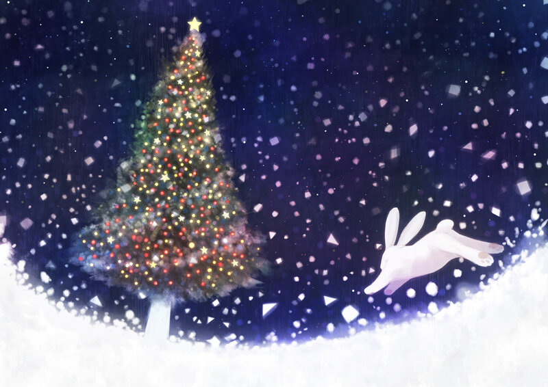 White Rabbit in Snow — Blue