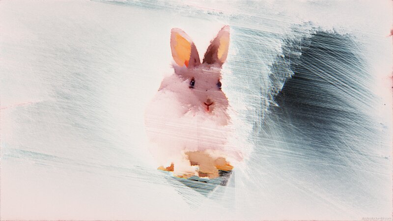 White Rabbit in Snow — Calm, Digital Art