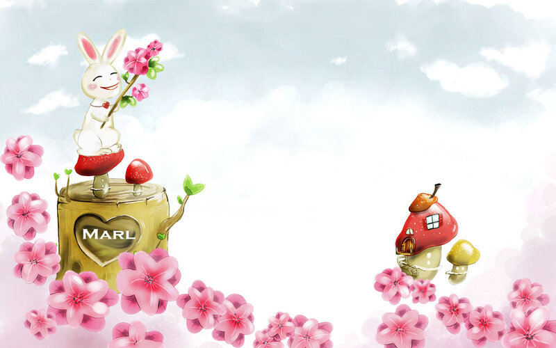White Rabbit on Stump — Pink