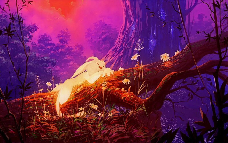 White Rabbit Sleeping — Purple