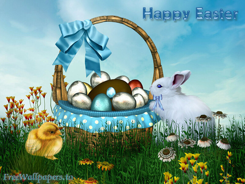 White Rabbit with Basket — Blue