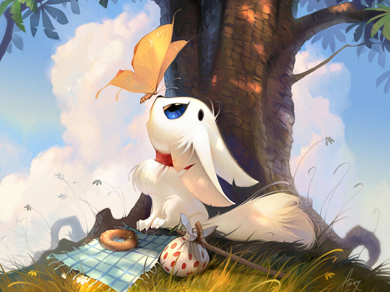 White Rabbit with Butterfly