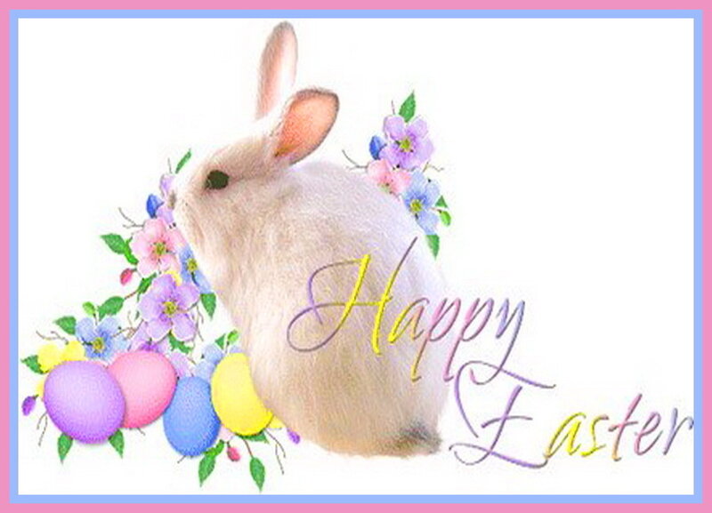 White Rabbit with Flowers — Pink