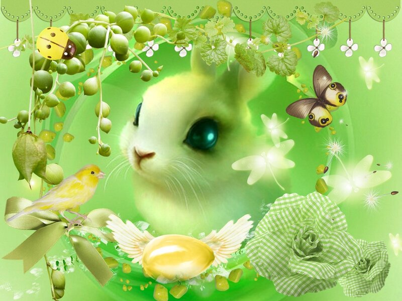 White Rabbit with Green Eyes