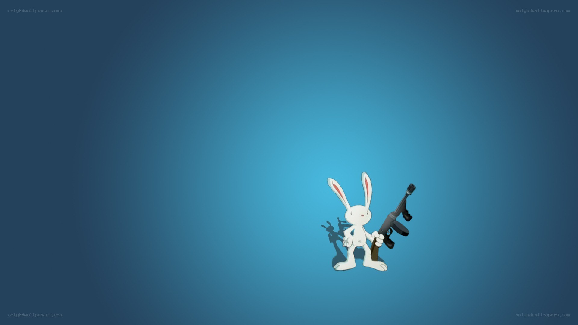 White rabbit with gun
