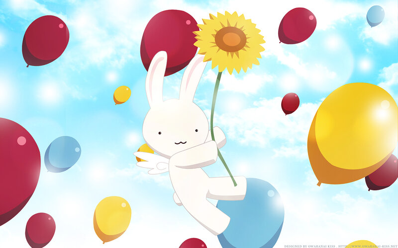 White Rabbit with Sunflower — Blue