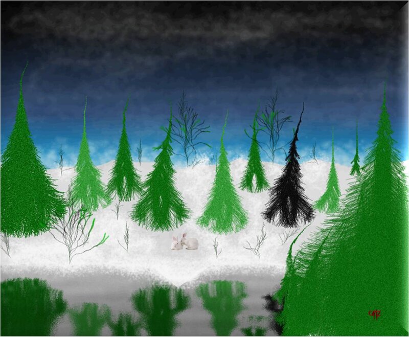 White Rabbits in Forest