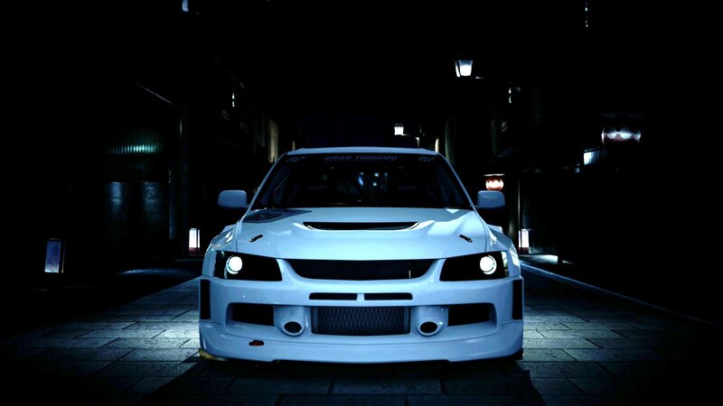 white race car at night